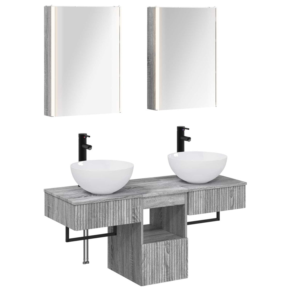Set di Armadi da Bagno 5 pz Sonoma grigio Legno ingegnerizzato