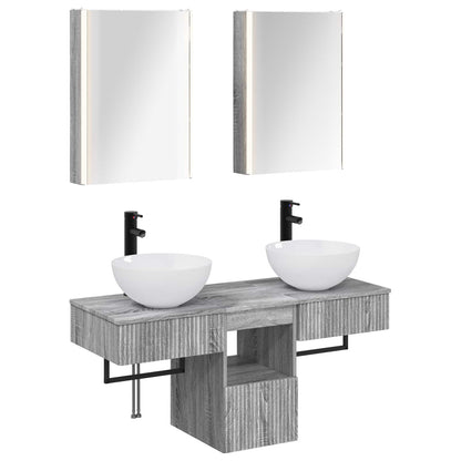 Set di Armadi da Bagno 5 pz Sonoma grigio Legno ingegnerizzato