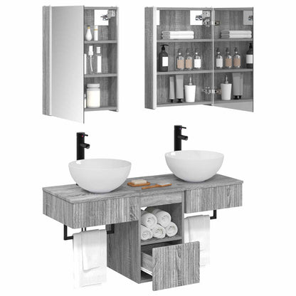 Set di Armadi da Bagno 5 pz Sonoma grigio Legno ingegnerizzato