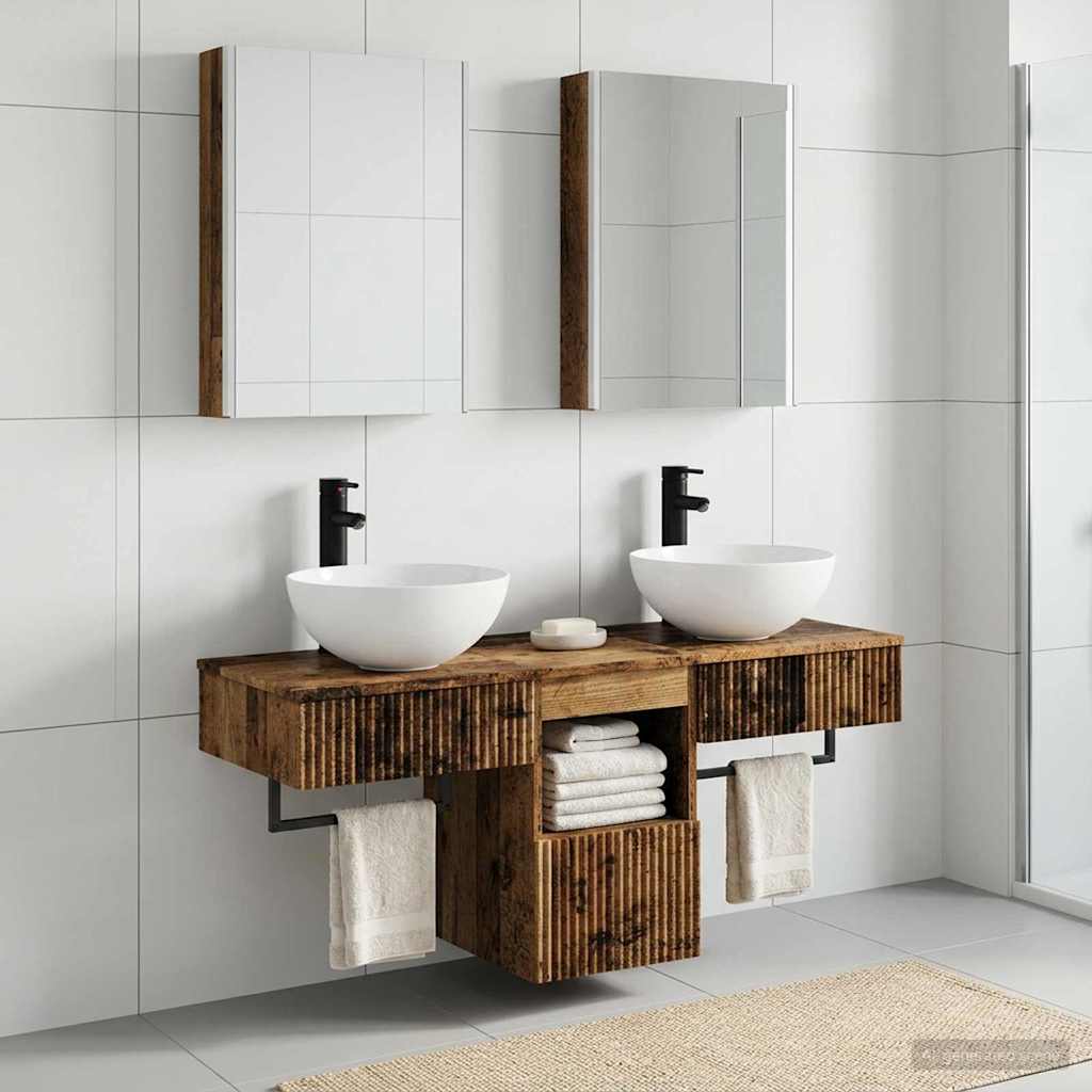 Set di Armadi da Bagno 5 pz Legno antico Legno ingegnerizzato