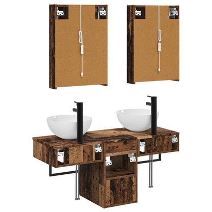 Set di Armadi da Bagno 5 pz Legno antico Legno ingegnerizzato