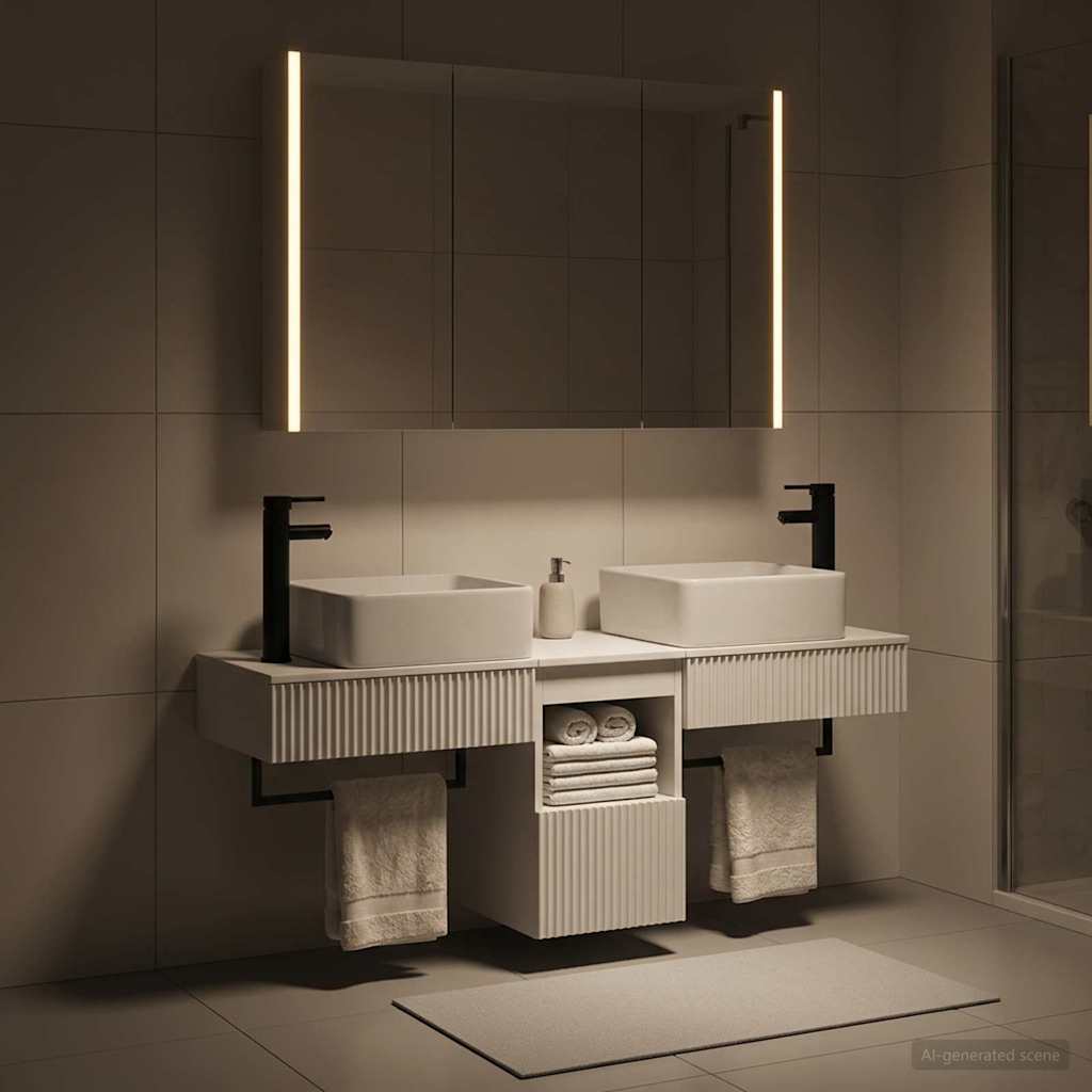 Set di Armadi da Bagno 4 pz Bianco Legno ingegnerizzato | homemem39