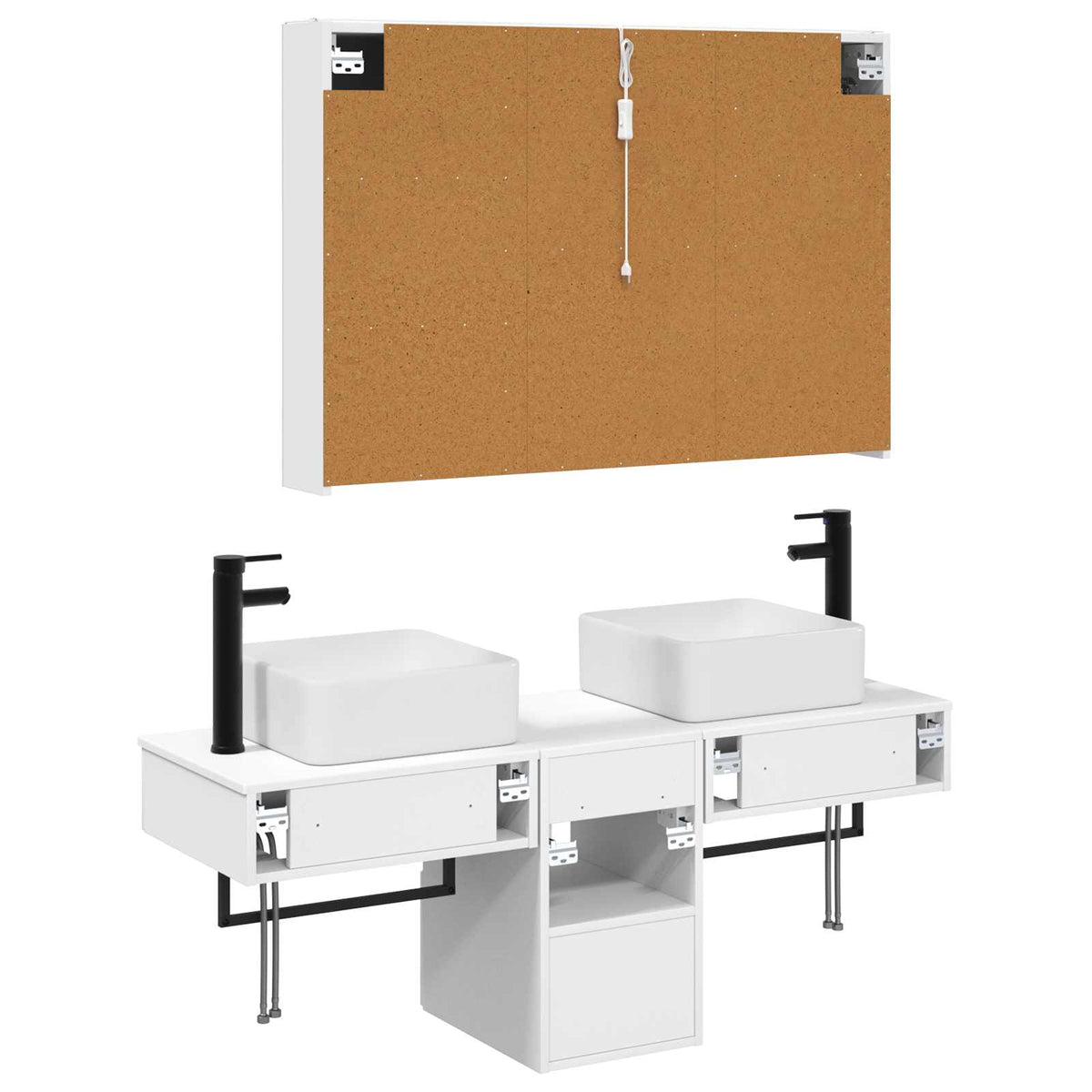 Set di Armadi da Bagno 4 pz Bianco Legno ingegnerizzato | homemem39