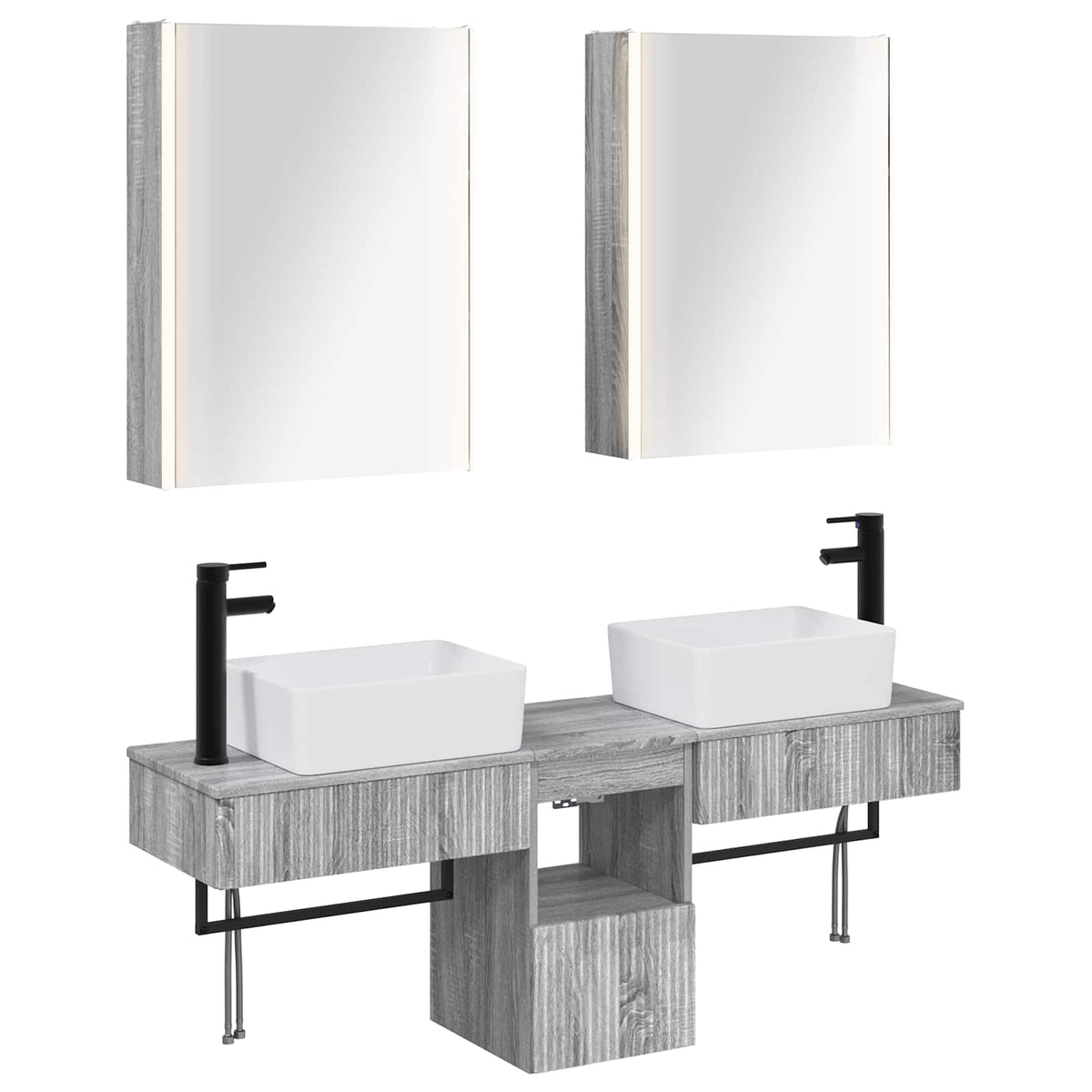 Set di Armadi da Bagno 5 pz Sonoma grigio Legno ingegnerizzato