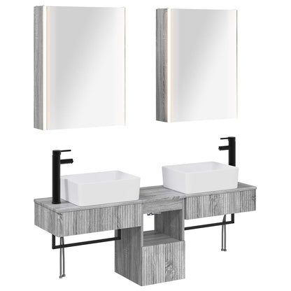 Set di Armadi da Bagno 5 pz Sonoma grigio Legno ingegnerizzato
