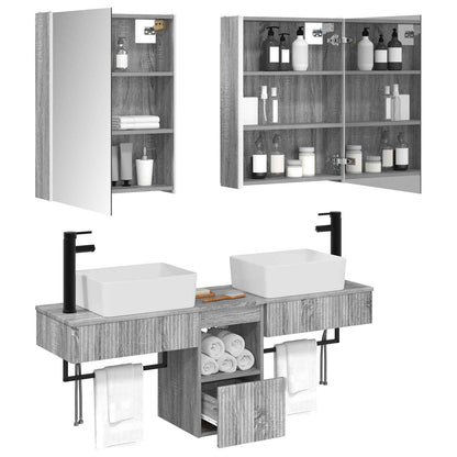 Set di Armadi da Bagno 5 pz Sonoma grigio Legno ingegnerizzato