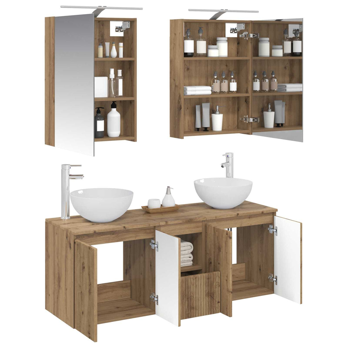 Set di Armadi da Bagno 5 pz Rovere Artigianale | homemem39