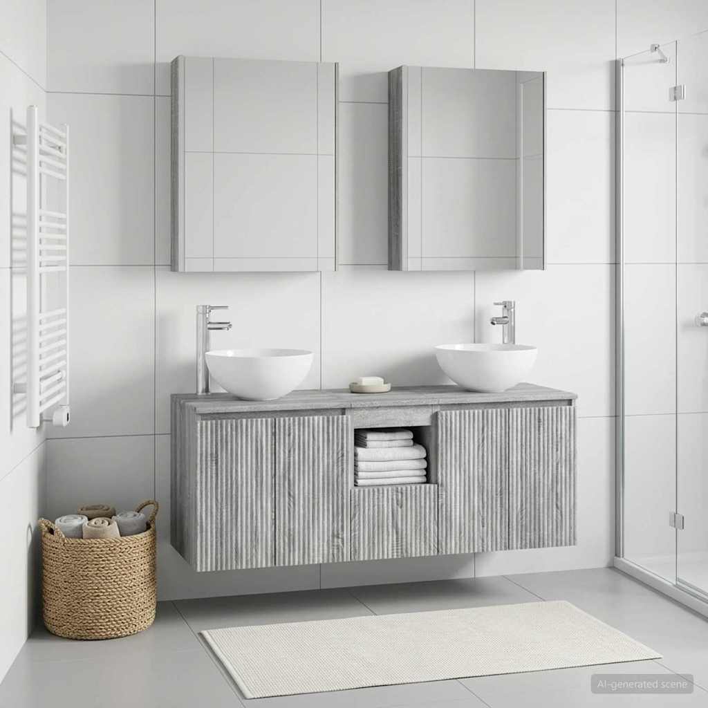 Set di Armadi da Bagno 5 pz Sonoma grigio Legno ingegnerizzato