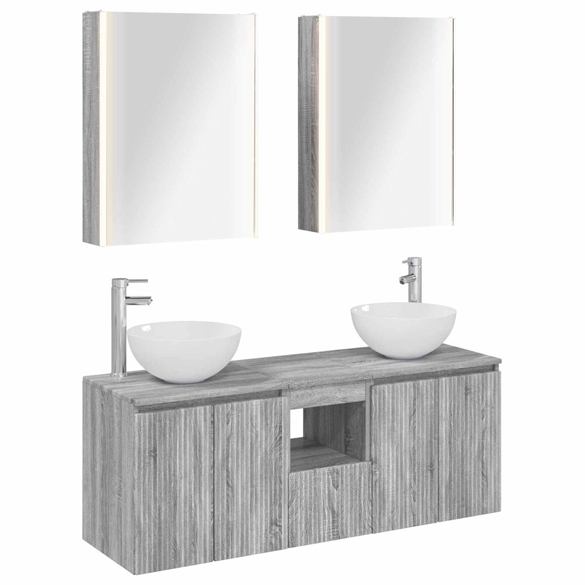 Set di Armadi da Bagno 5 pz Sonoma grigio Legno ingegnerizzato