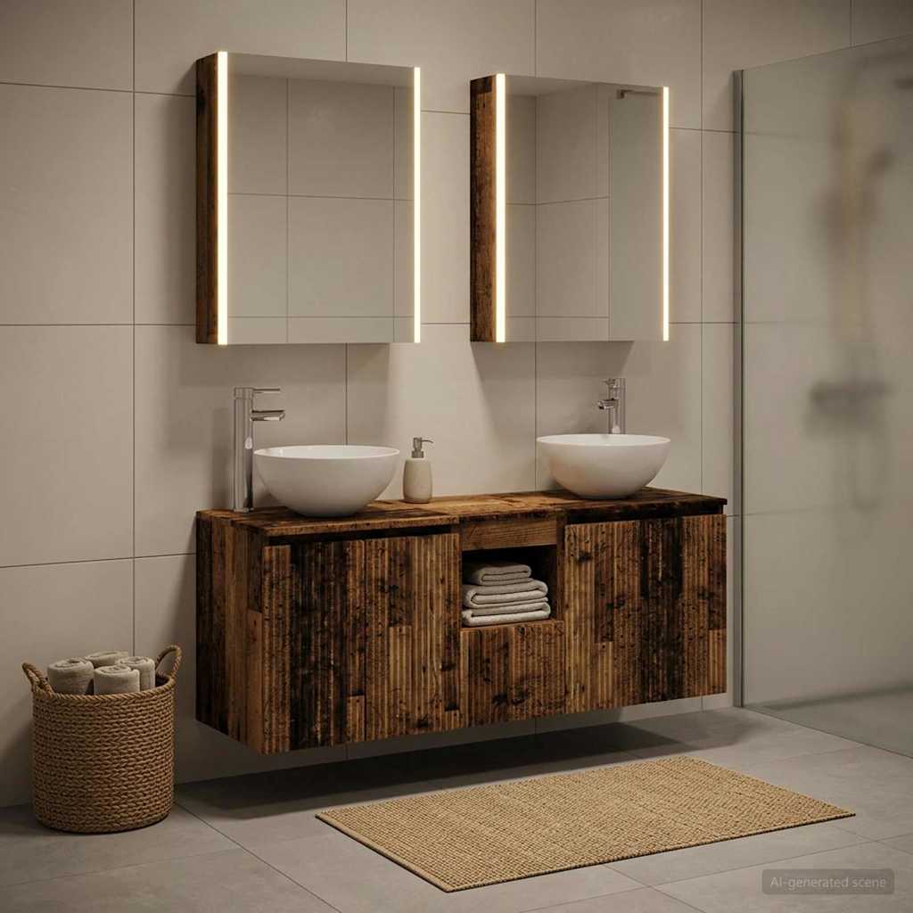 Set di Armadi da Bagno 5 pz Legno antico Legno ingegnerizzato | homemem39