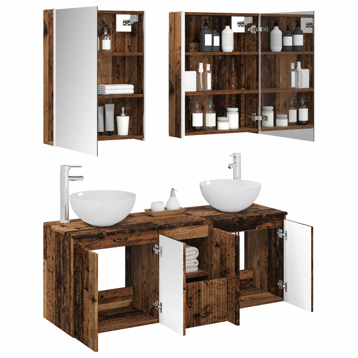 Set di Armadi da Bagno 5 pz Legno antico Legno ingegnerizzato | homemem39
