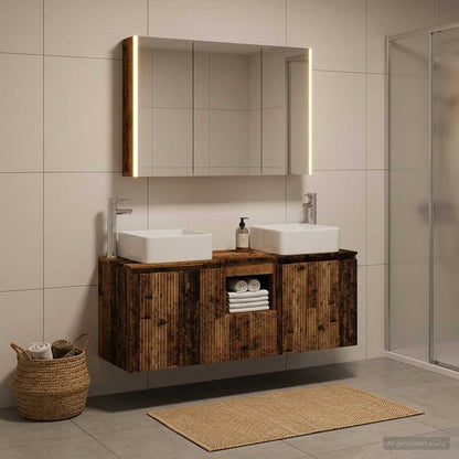 Set di Armadi da Bagno 4 pz Legno antico Legno ingegnerizzato | homemem39