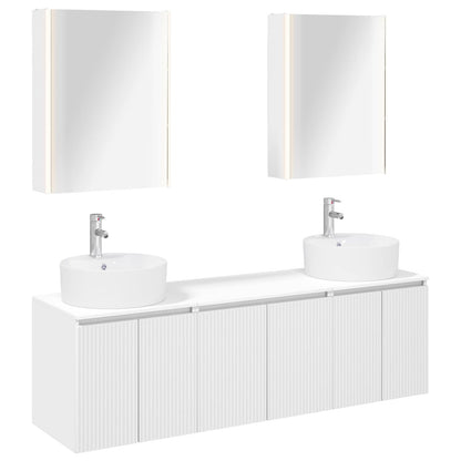 Set di Armadi da Bagno 5 pz Bianco Legno ingegnerizzato | homemem39