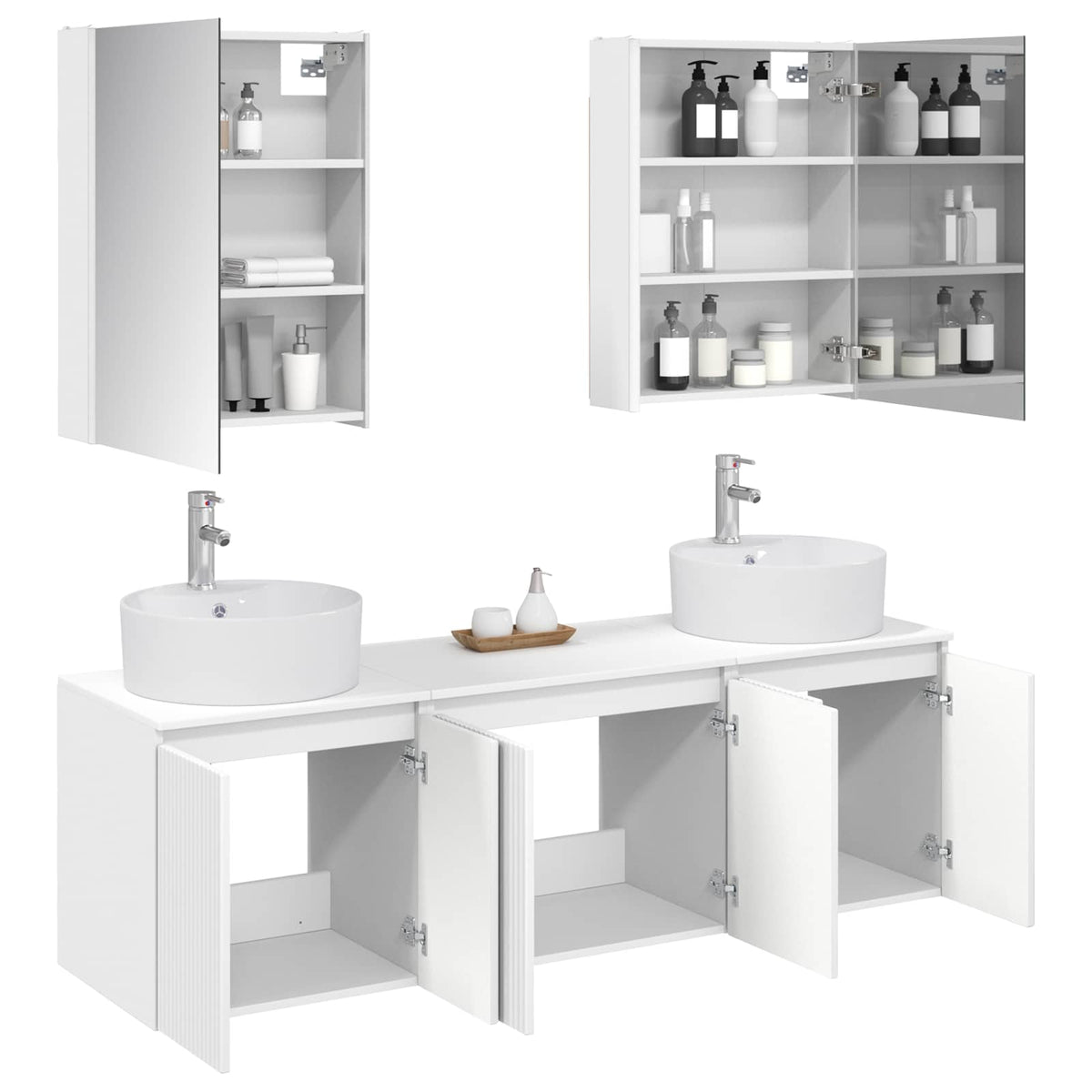 Set di Armadi da Bagno 5 pz Bianco Legno ingegnerizzato | homemem39