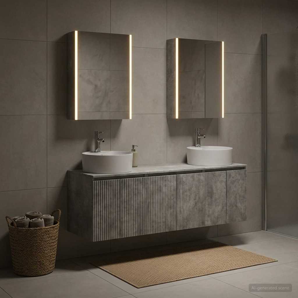 Set di Armadi da Bagno 5 pz Grigio Cemento Legno ingegnerizzato | homemem39
