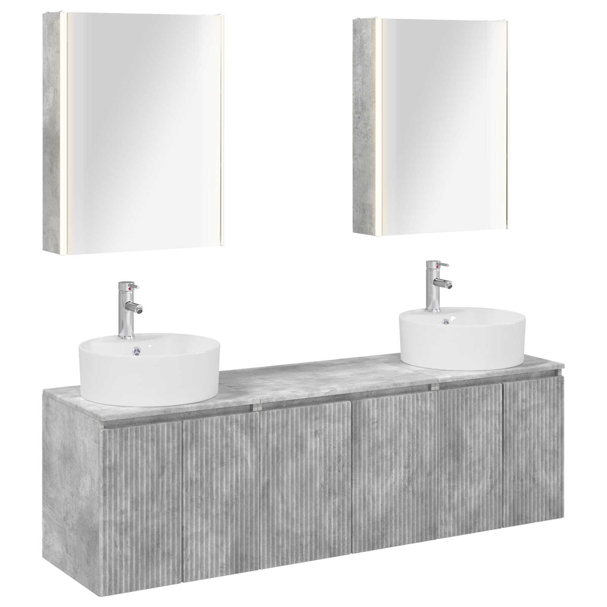 Set di Armadi da Bagno 5 pz Grigio Cemento Legno ingegnerizzato | homemem39