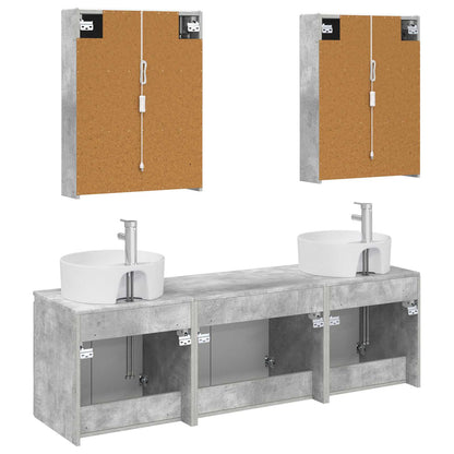 Set di Armadi da Bagno 5 pz Grigio Cemento Legno ingegnerizzato | homemem39