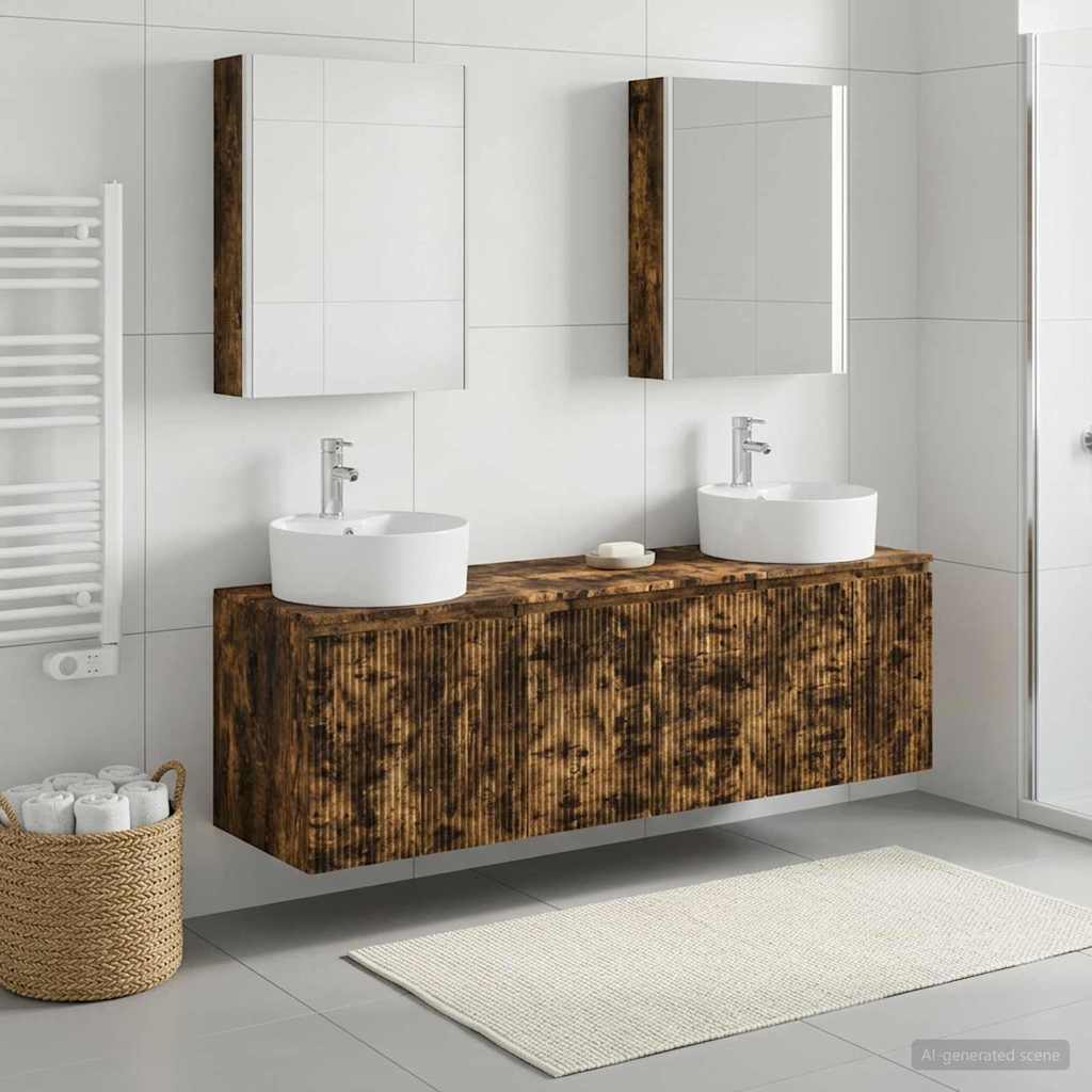 Set di Armadi da Bagno 5 pz Rovere Fumo Legno ingegnerizzato | homemem39