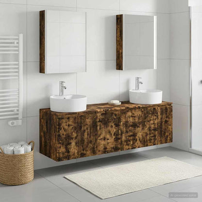 Set di Armadi da Bagno 5 pz Rovere Fumo Legno ingegnerizzato | homemem39