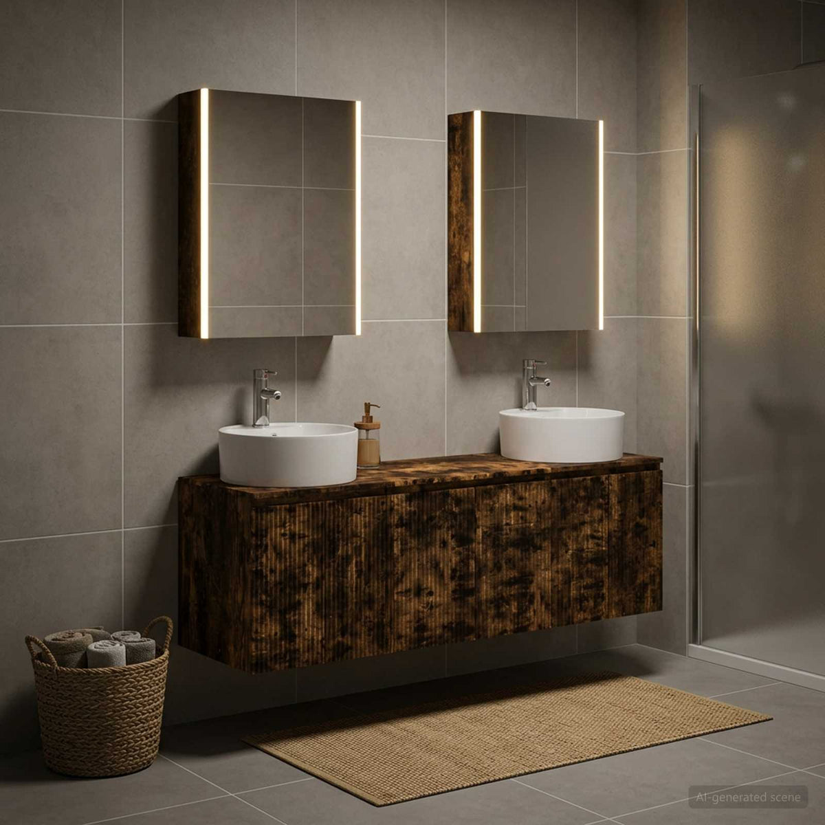 Set di Armadi da Bagno 5 pz Rovere Fumo Legno ingegnerizzato | homemem39