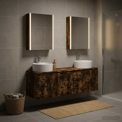 Set di Armadi da Bagno 5 pz Rovere Fumo Legno ingegnerizzato | homemem39