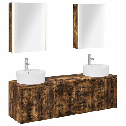 Set di Armadi da Bagno 5 pz Rovere Fumo Legno ingegnerizzato | homemem39