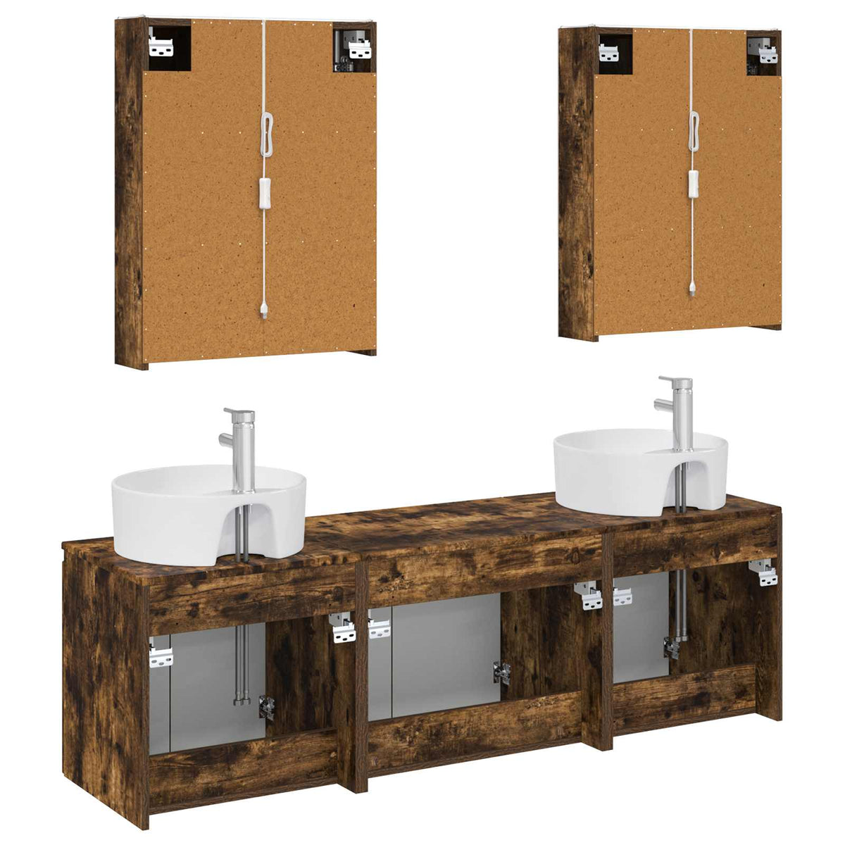 Set di Armadi da Bagno 5 pz Rovere Fumo Legno ingegnerizzato | homemem39