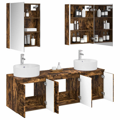 Set di Armadi da Bagno 5 pz Rovere Fumo Legno ingegnerizzato | homemem39