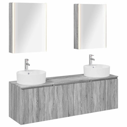 Set di Armadi da Bagno 5 pz Sonoma grigio Legno ingegnerizzato