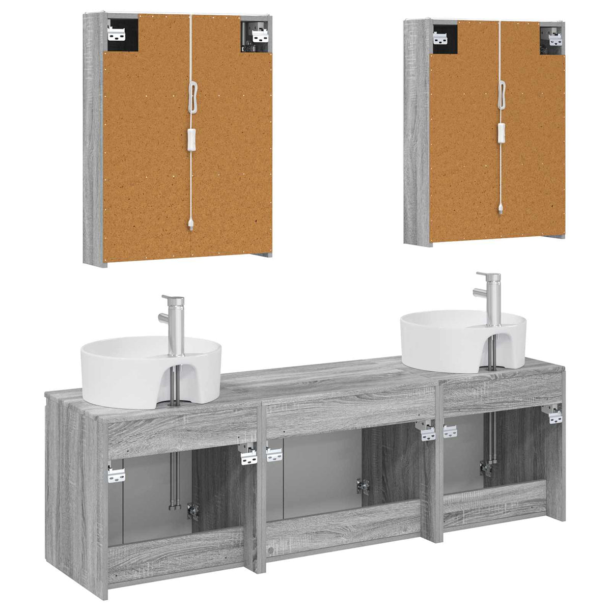 Set di Armadi da Bagno 5 pz Sonoma grigio Legno ingegnerizzato