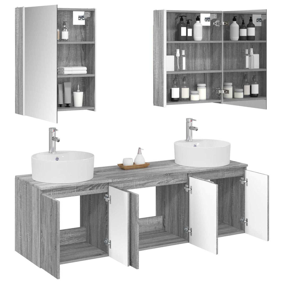 Set di Armadi da Bagno 5 pz Sonoma grigio Legno ingegnerizzato