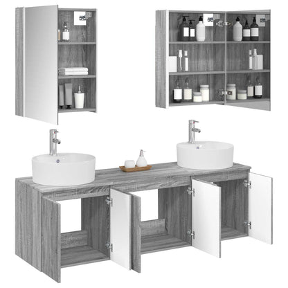 Set di Armadi da Bagno 5 pz Sonoma grigio Legno ingegnerizzato