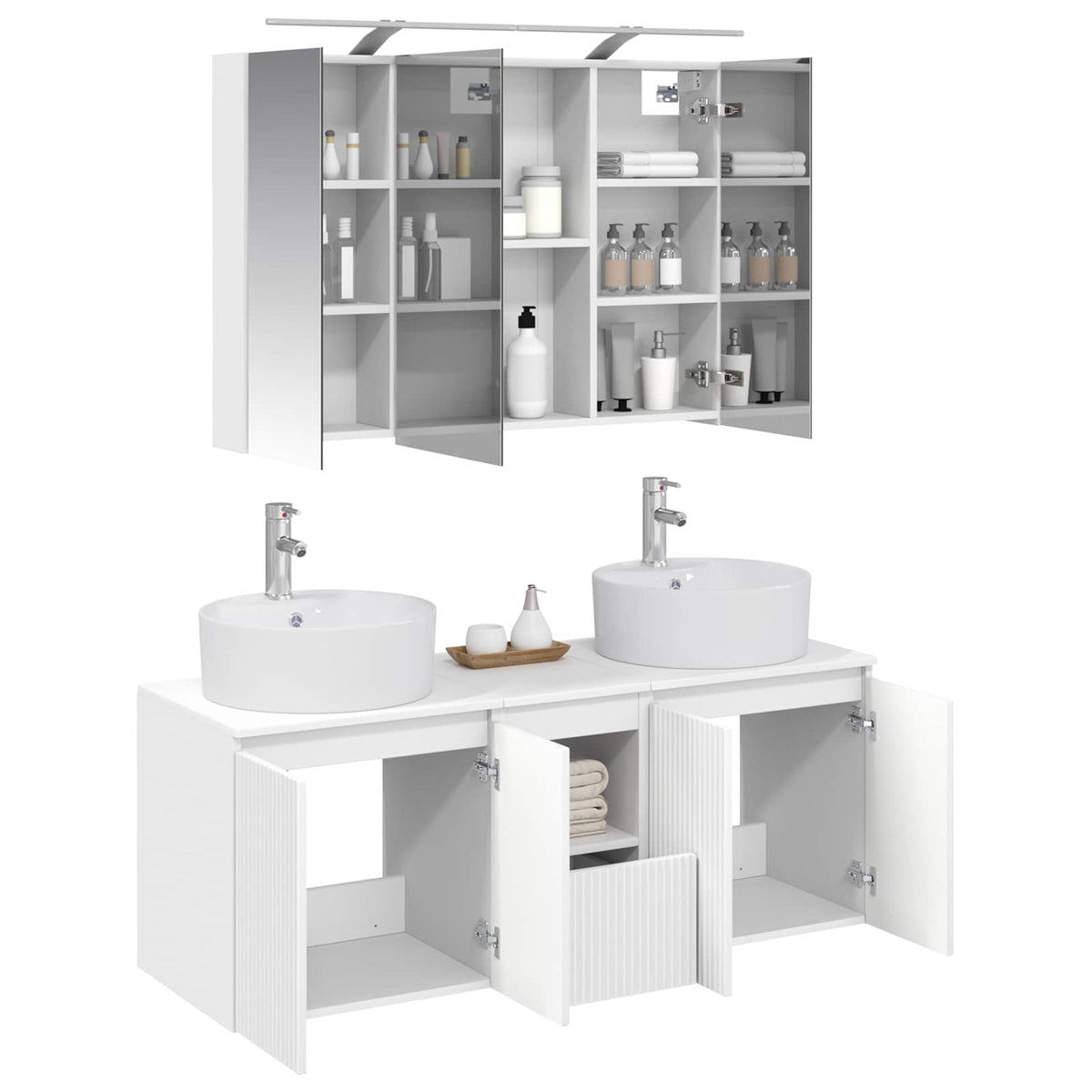 Set di Armadi da Bagno 4 pz Bianco Legno ingegnerizzato | homemem39