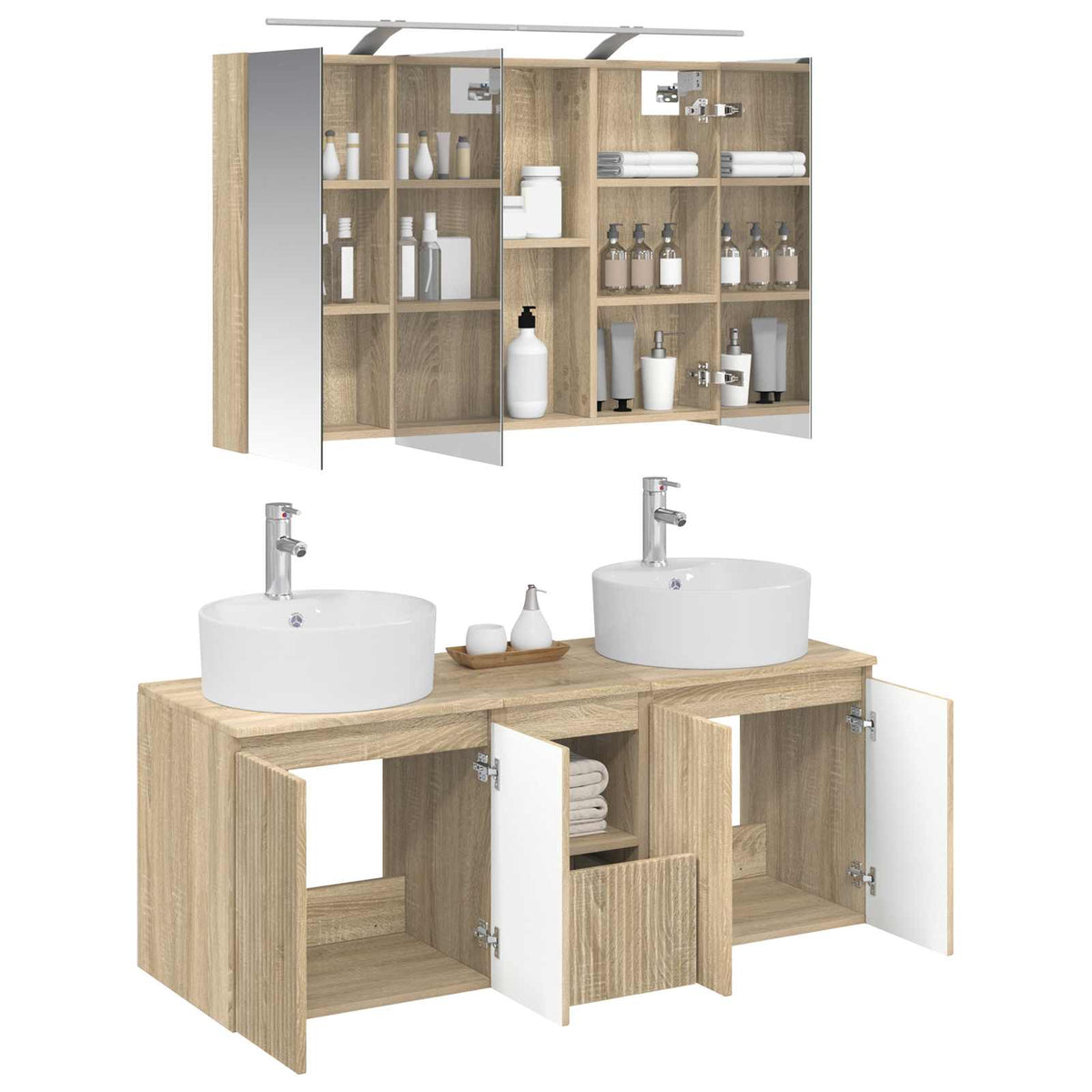 Set di Armadi da Bagno 4 pz Rovere Sonoma Legno ingegnerizzato | homemem39