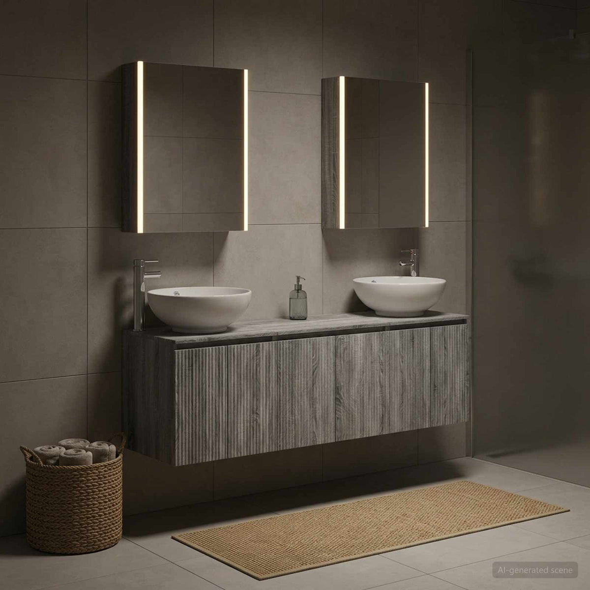 Set di Armadi da Bagno 5 pz Sonoma grigio Legno ingegnerizzato | homemem39