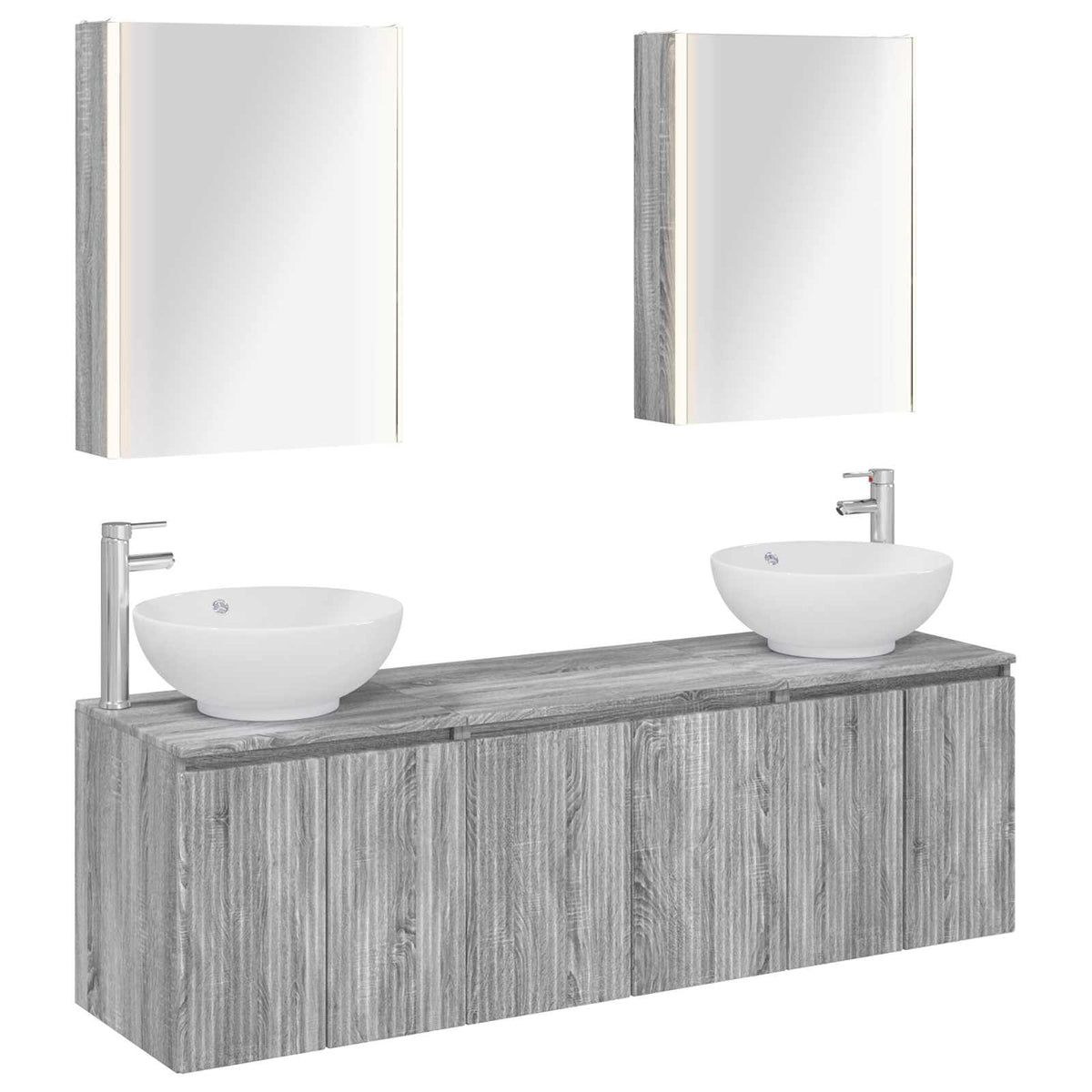 Set di Armadi da Bagno 5 pz Sonoma grigio Legno ingegnerizzato | homemem39