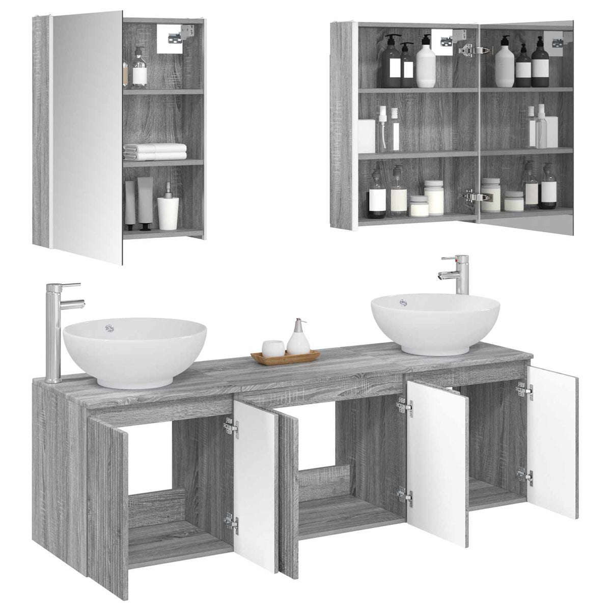 Set di Armadi da Bagno 5 pz Sonoma grigio Legno ingegnerizzato | homemem39
