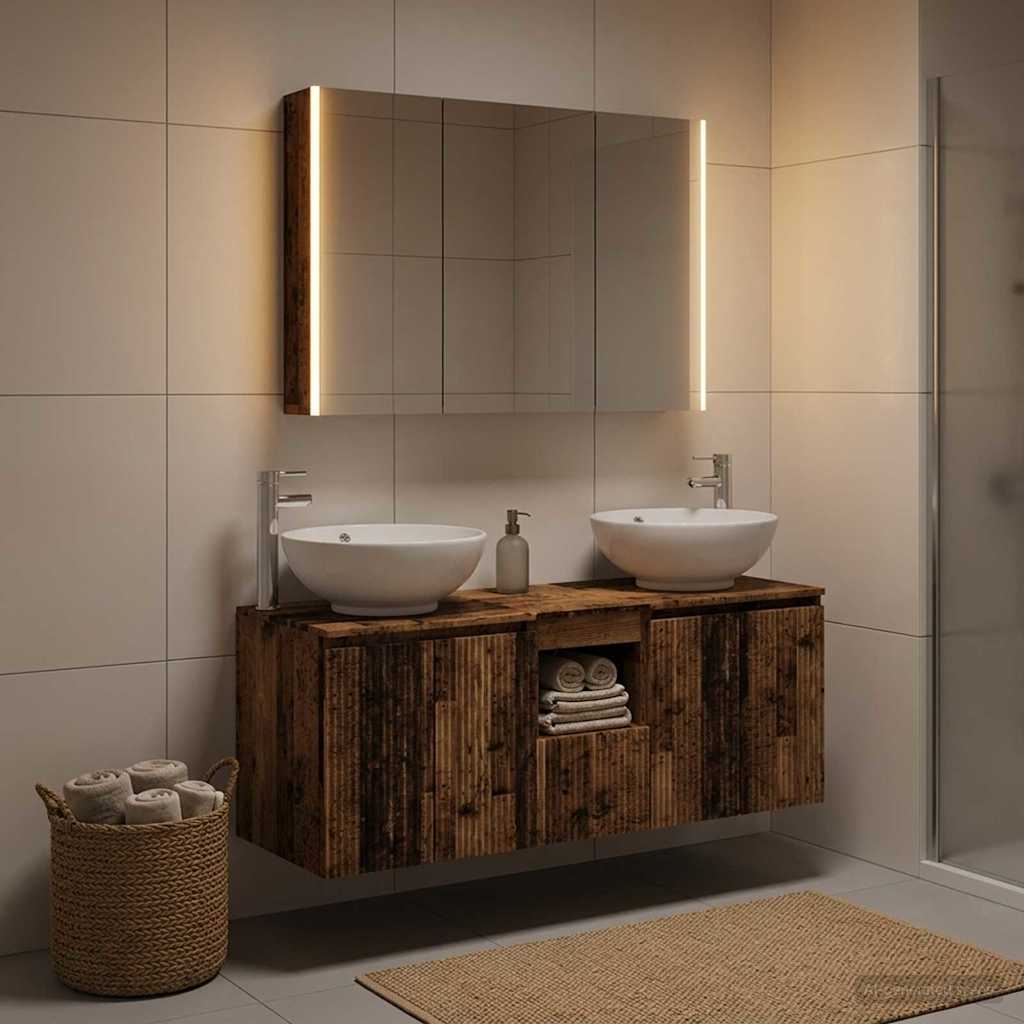 Set di Armadi da Bagno 4 pz Legno antico Legno ingegnerizzato | homemem39