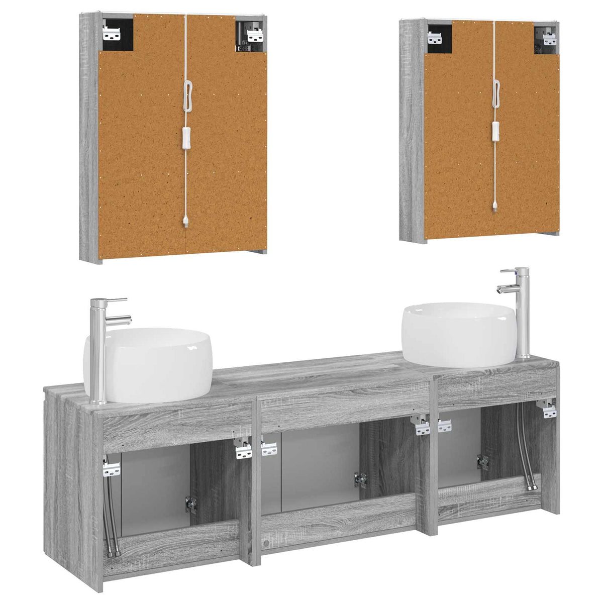 Set di Armadi da Bagno 5 pz Sonoma grigio Legno ingegnerizzato | homemem39