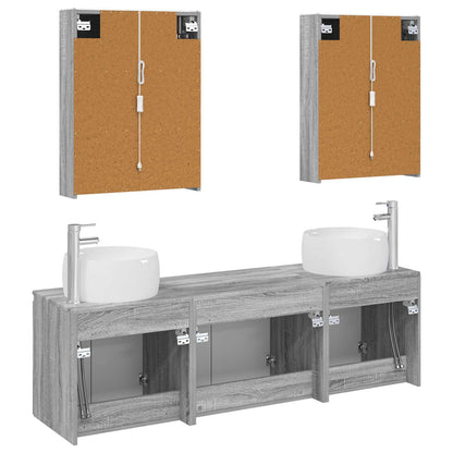 Set di Armadi da Bagno 5 pz Sonoma grigio Legno ingegnerizzato | homemem39