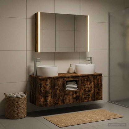 Set di Armadi da Bagno 4 pz Rovere Fumo Legno ingegnerizzato | homemem39