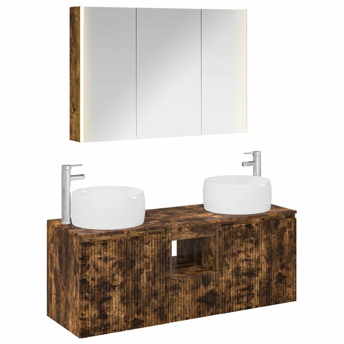 Set di Armadi da Bagno 4 pz Rovere Fumo Legno ingegnerizzato | homemem39