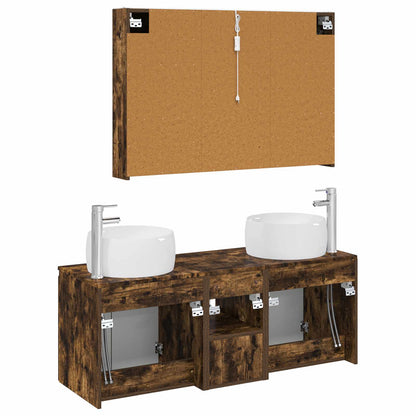 Set di Armadi da Bagno 4 pz Rovere Fumo Legno ingegnerizzato | homemem39