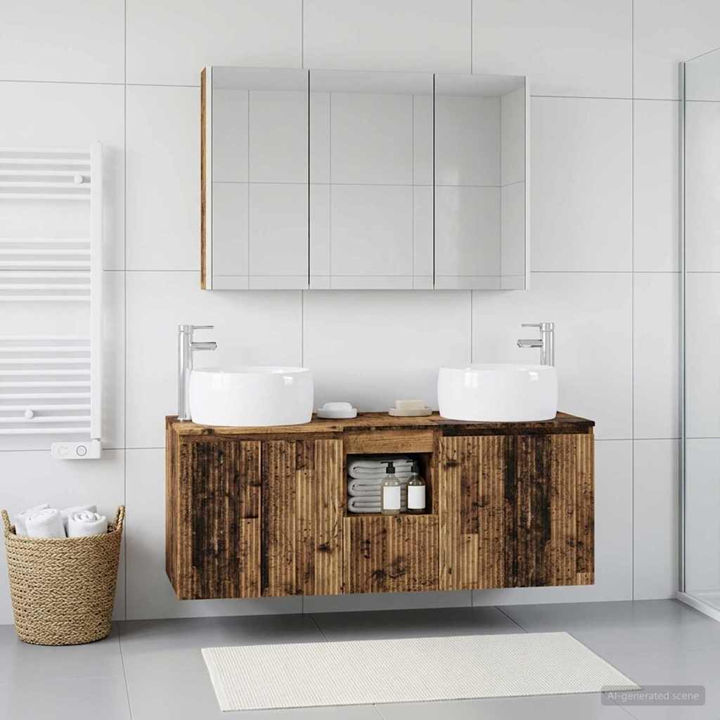 Set di Armadi da Bagno 4 pz Legno antico Legno ingegnerizzato | homemem39