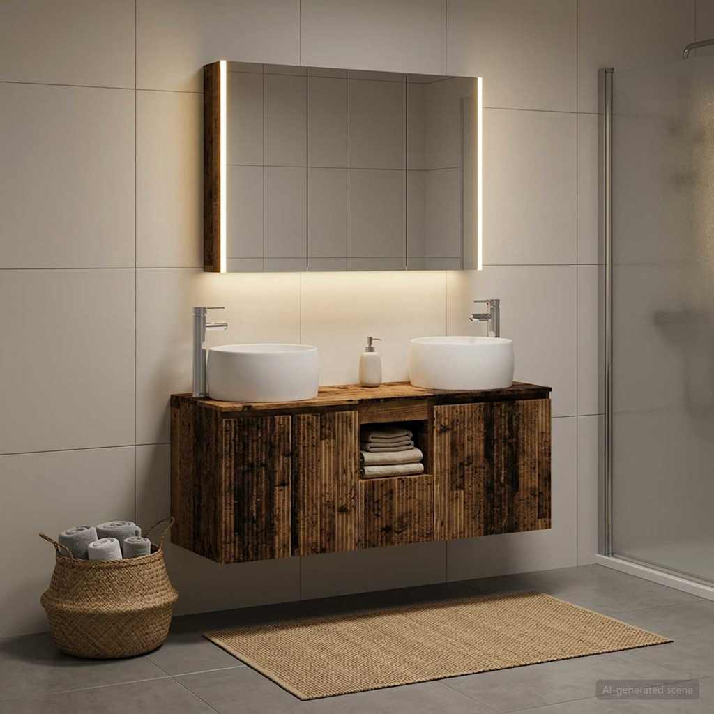 Set di Armadi da Bagno 4 pz Legno antico Legno ingegnerizzato | homemem39
