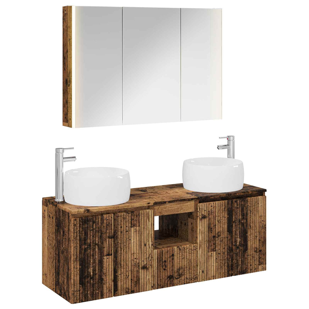 Set di Armadi da Bagno 4 pz Legno antico Legno ingegnerizzato | homemem39