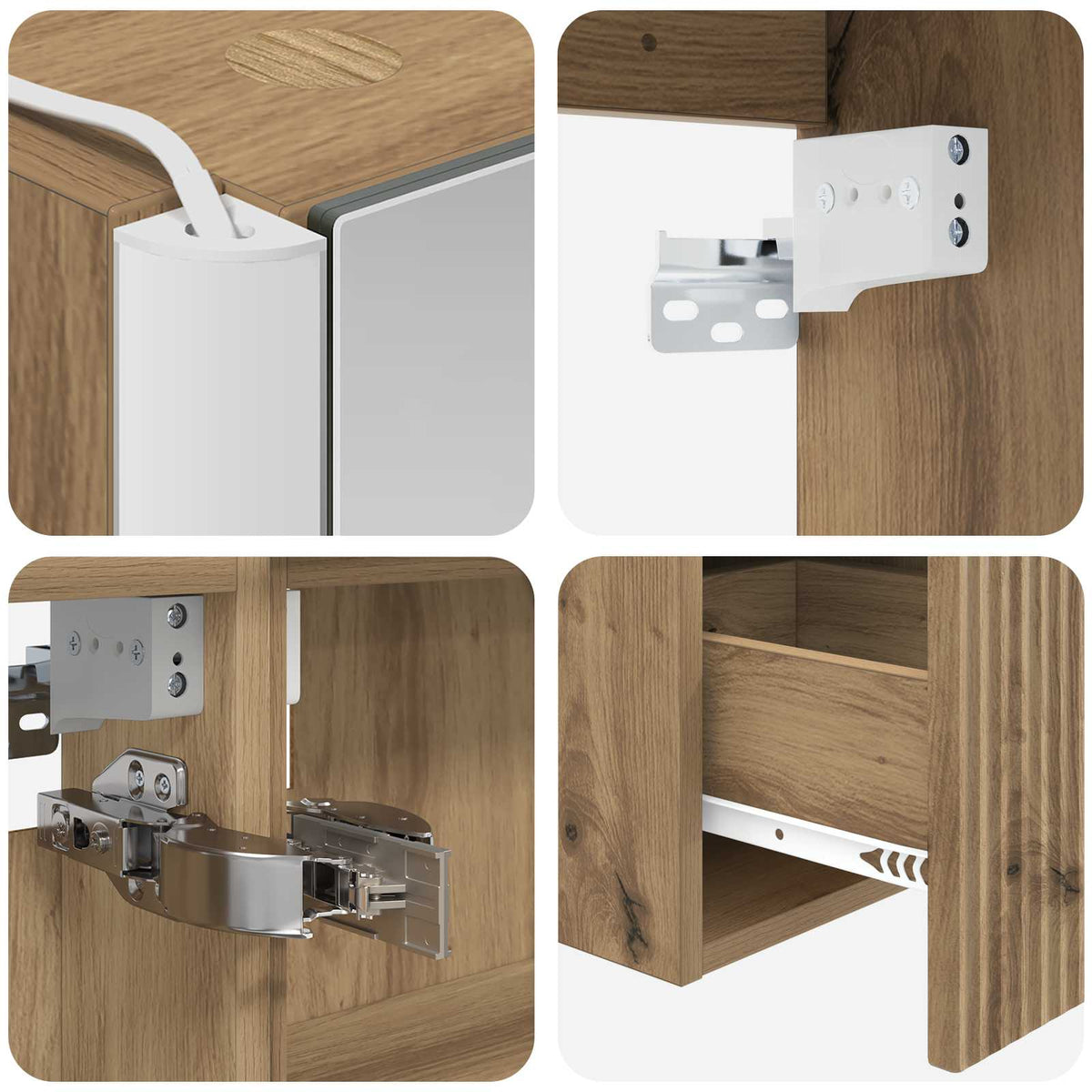 Set di Armadi da Bagno 4 pz Rovere Artigianale | homemem39