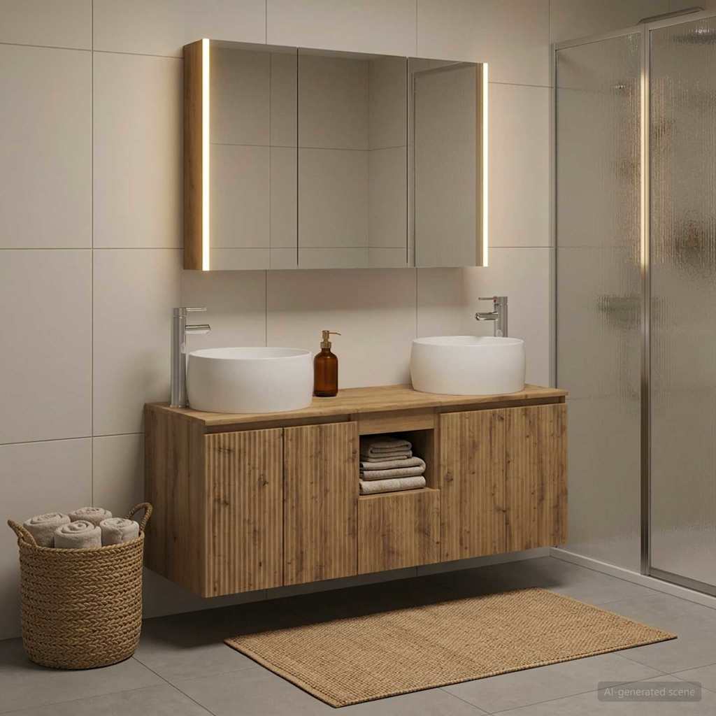 Set di Armadi da Bagno 4 pz Rovere Artigianale | homemem39