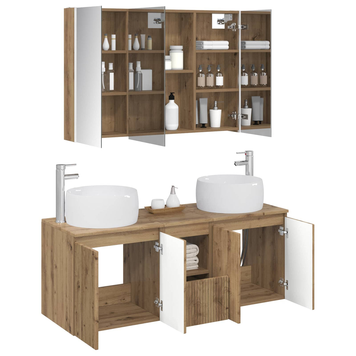 Set di Armadi da Bagno 4 pz Rovere Artigianale | homemem39