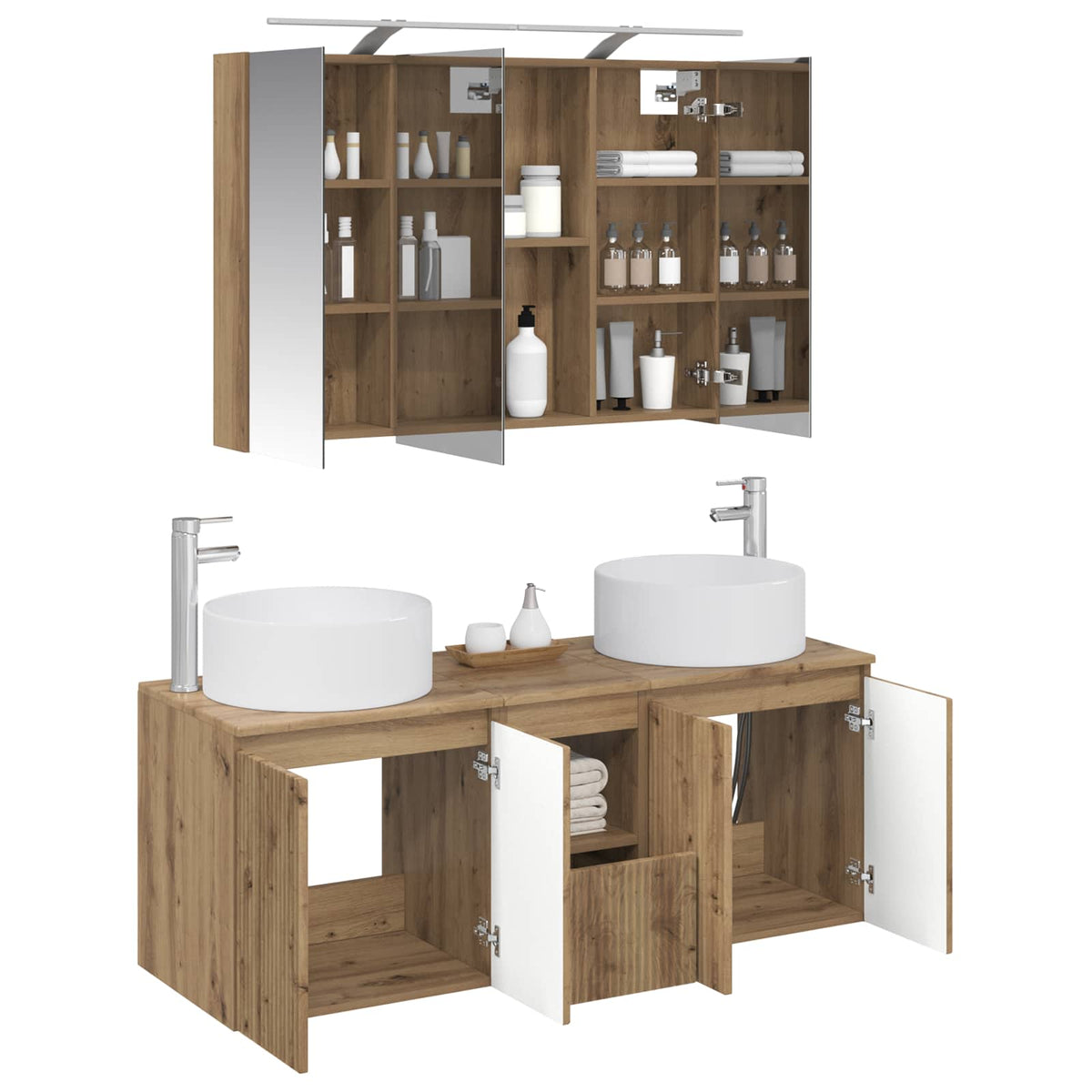 Set di Armadi da Bagno 4 pz Rovere Artigianale | homemem39